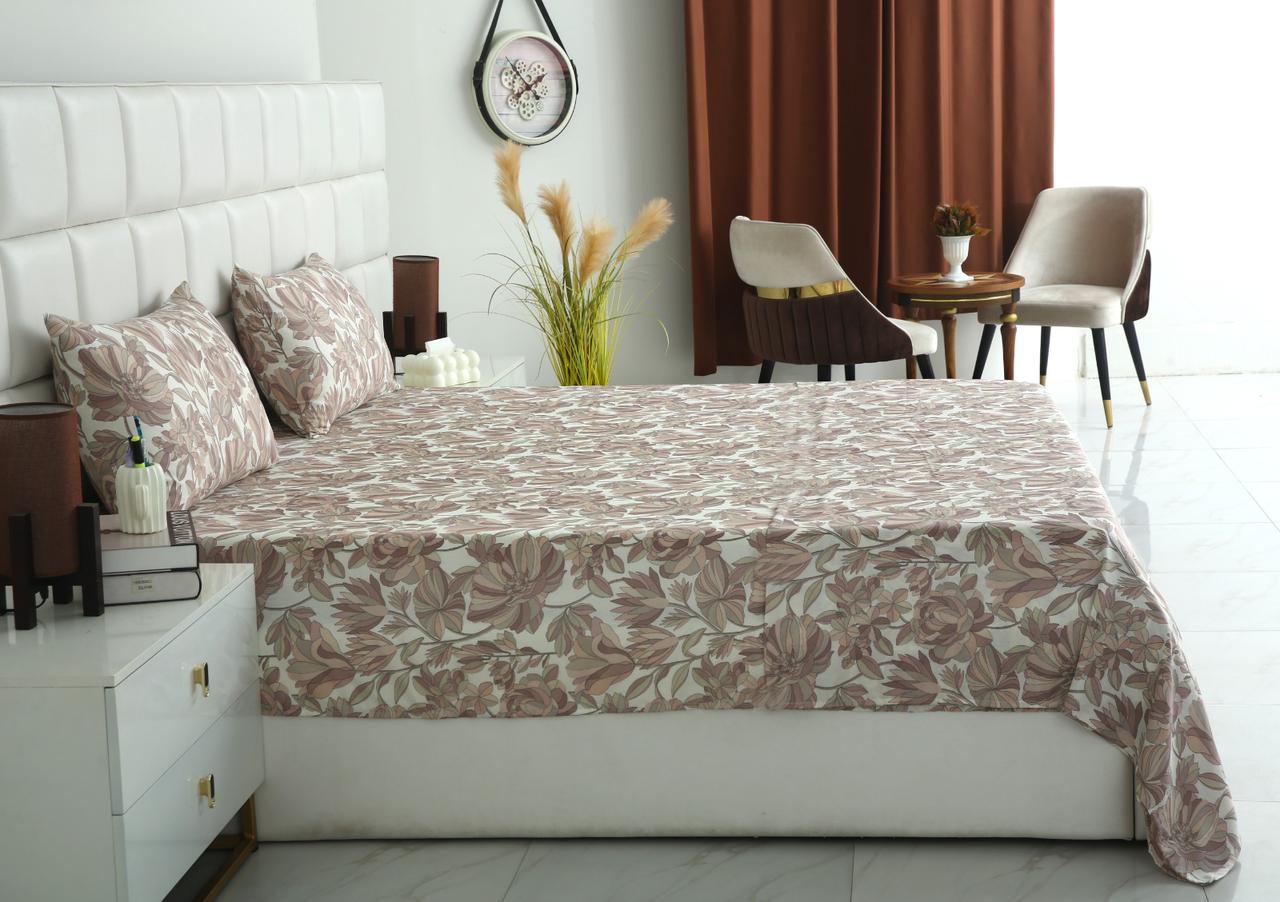 3 PCs Double Bed Sheet-DB261 Bed Sheets Apricot