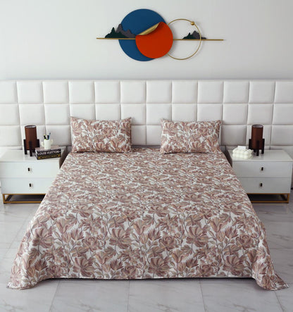 3 PCs Double Bed Sheet-DB261 Bed Sheets Apricot