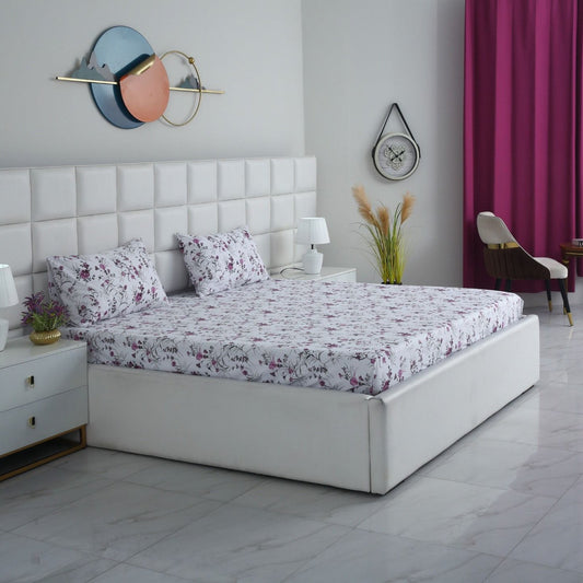 Fitted Bed Sheet- Plum Petals Fitted Sheets Apricot