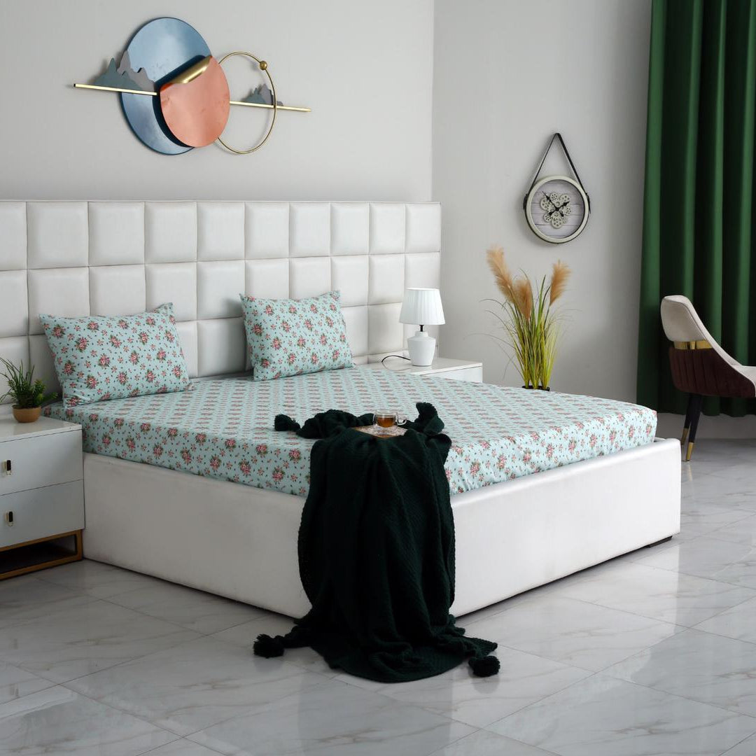 3 PCs Double Bed Sheet-Verdant BED SHEET Apricot