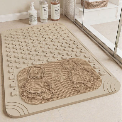 Anti Slip PVC Bathroom Mat With Massage Points and Foot Scrub (SA2510-115)Beige Bath Mats Apricot