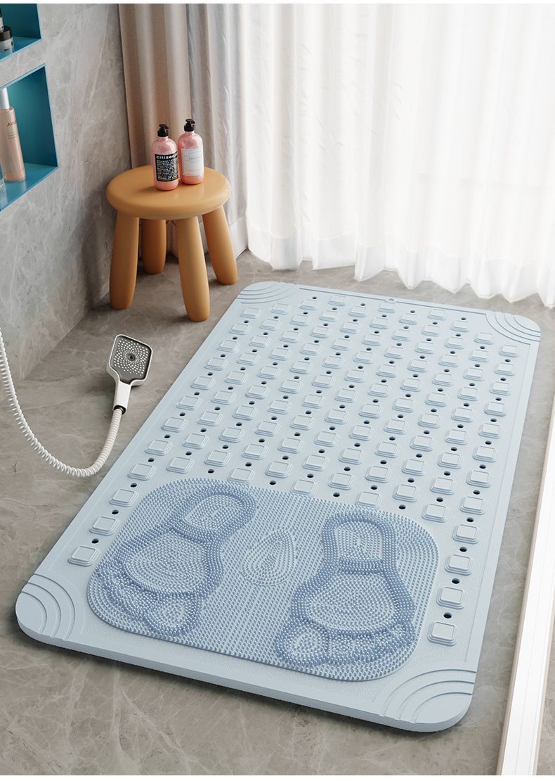 Anti Slip PVC Bathroom Mat With Massage Points and Foot Scrub (SA2510-115)Sky Blue Bath Mats Apricot