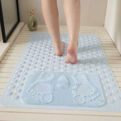 Anti Slip PVC Bathroom Mat With Massage Points and Foot Scrub (SA2510-115)Sky Blue Bath Mats Apricot