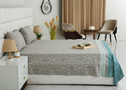 3 PCs Double Bed Sheet With Same Packing-Symmetric Floral Bed Sheets Apricot