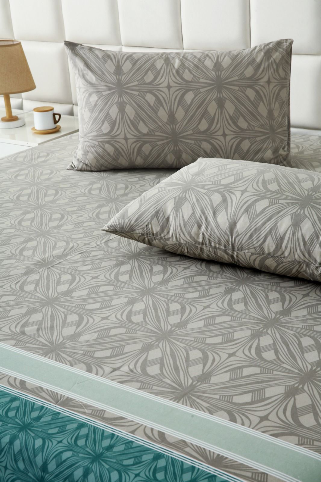 3 PCs Double Bed Sheet With Same Packing-Symmetric Floral Bed Sheets Apricot
