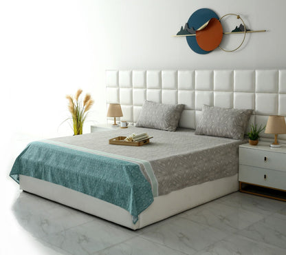 3 PCs Double Bed Sheet With Same Packing-Symmetric Floral Bed Sheets Apricot