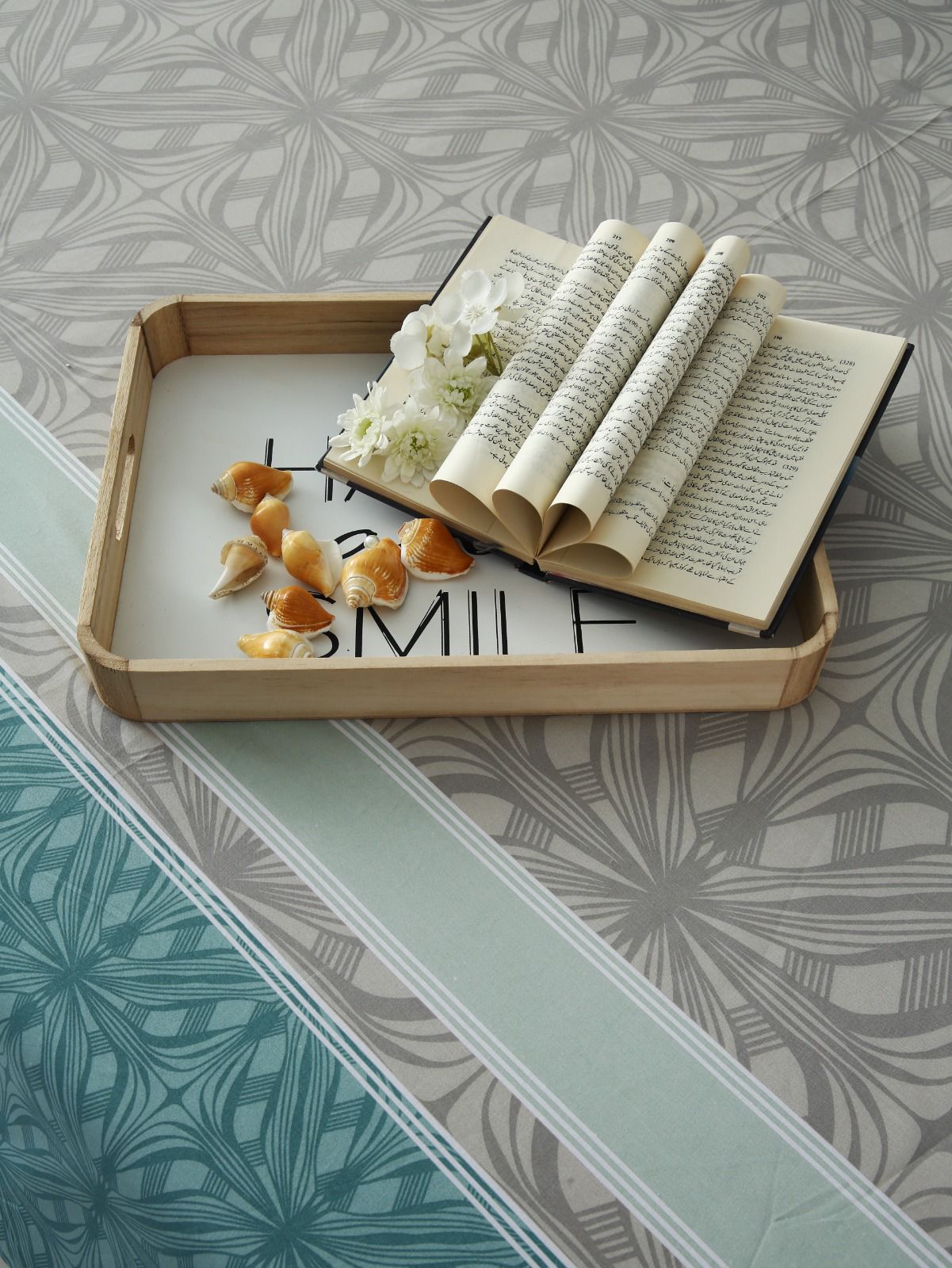 3 PCs Double Bed Sheet With Same Packing-Symmetric Floral Bed Sheets Apricot