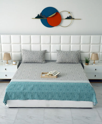 3 PCs Double Bed Sheet With Same Packing-Symmetric Floral Bed Sheets Apricot