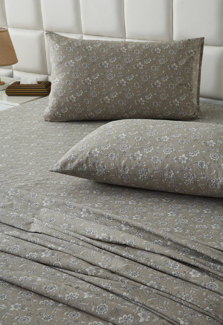 3 PCs Double Bed Sheet With Same Packing-Heritage Floral Bed Sheets Apricot