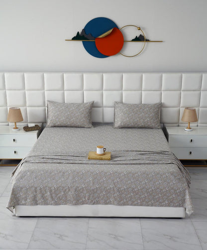 3 PCs Double Bed Sheet With Same Packing-Heritage Floral Bed Sheets Apricot