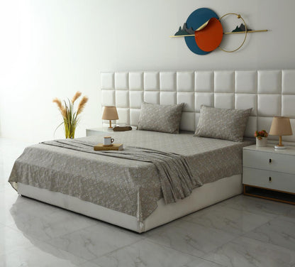 3 PCs Double Bed Sheet With Same Packing-Heritage Floral Bed Sheets Apricot