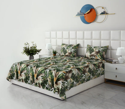 3 PCs Double Bed Sheet-Emerald Feathers Bed Sheets Apricot