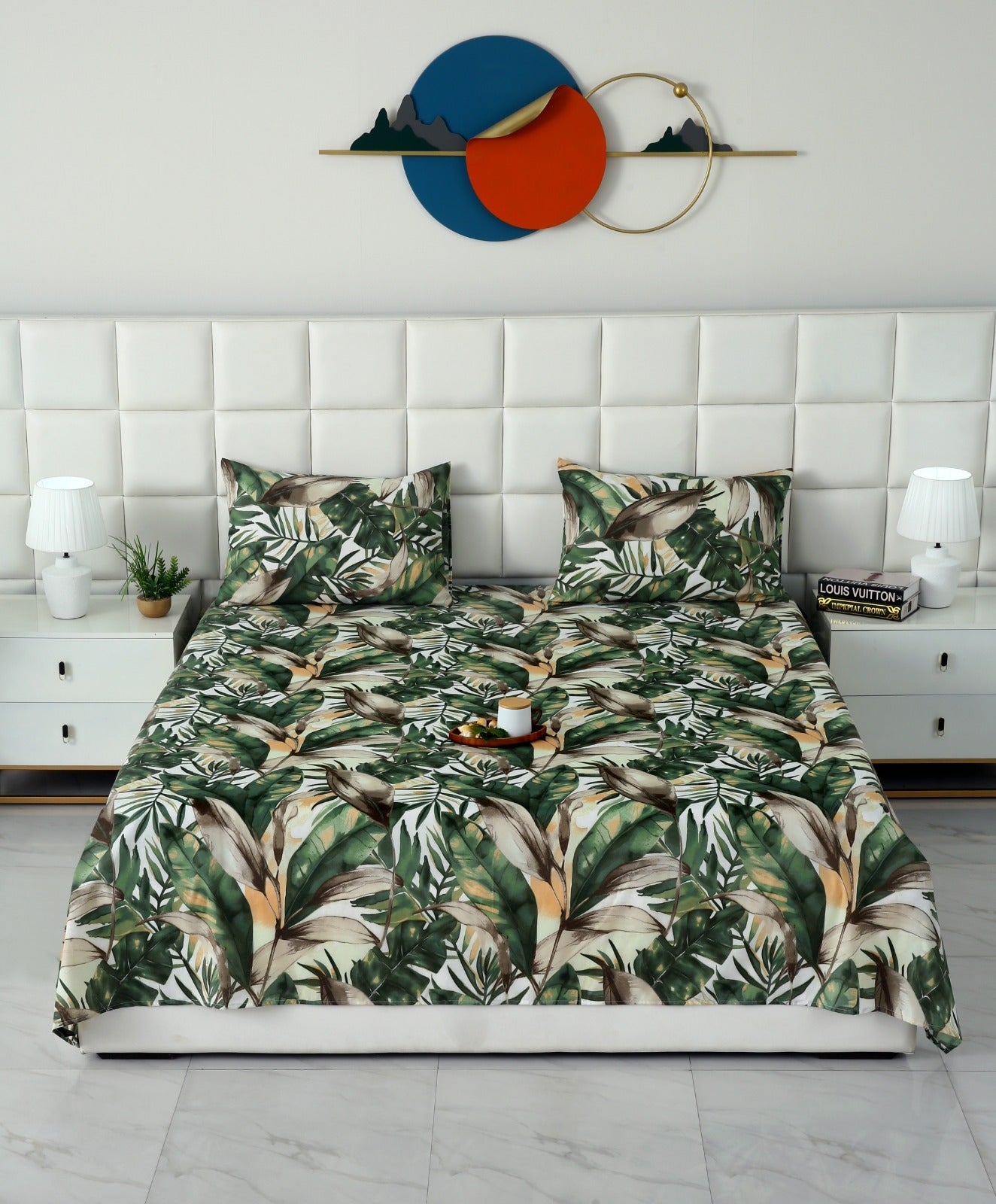 3 PCs Double Bed Sheet-Emerald Feathers Bed Sheets Apricot