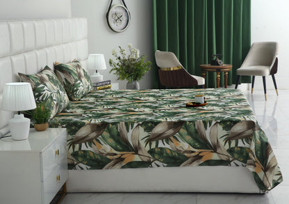 3 PCs Double Bed Sheet-Emerald Feathers Bed Sheets Apricot