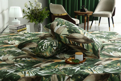 3 PCs Double Bed Sheet-Emerald Feathers Bed Sheets Apricot