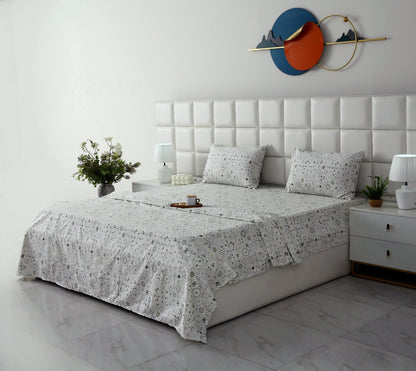 3 PCs Double Bed Sheet With Same Packing-Floral Patchwork Bed Sheets Apricot