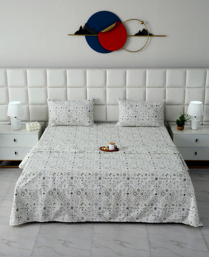 3 PCs Double Bed Sheet With Same Packing-Floral Patchwork Bed Sheets Apricot