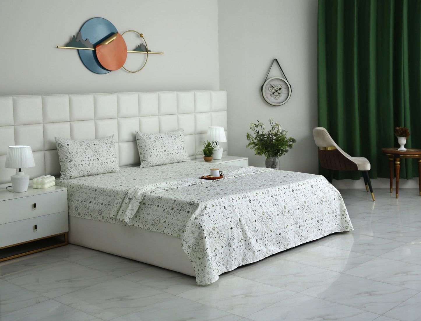 3 PCs Double Bed Sheet With Same Packing-Floral Patchwork Bed Sheets Apricot
