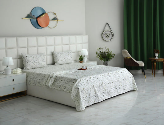 3 PCs Double Bed Sheet With Same Packing-Floral Patchwork Bed Sheets Apricot