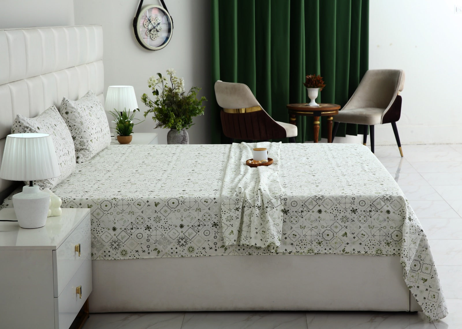 3 PCs Double Bed Sheet With Same Packing-Floral Patchwork Bed Sheets Apricot