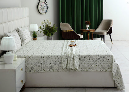 3 PCs Double Bed Sheet With Same Packing-Floral Patchwork Bed Sheets Apricot