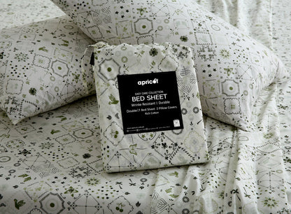 3 PCs Double Bed Sheet With Same Packing-Floral Patchwork Bed Sheets Apricot