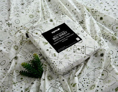 3 PCs Double Bed Sheet With Same Packing-Floral Patchwork Bed Sheets Apricot