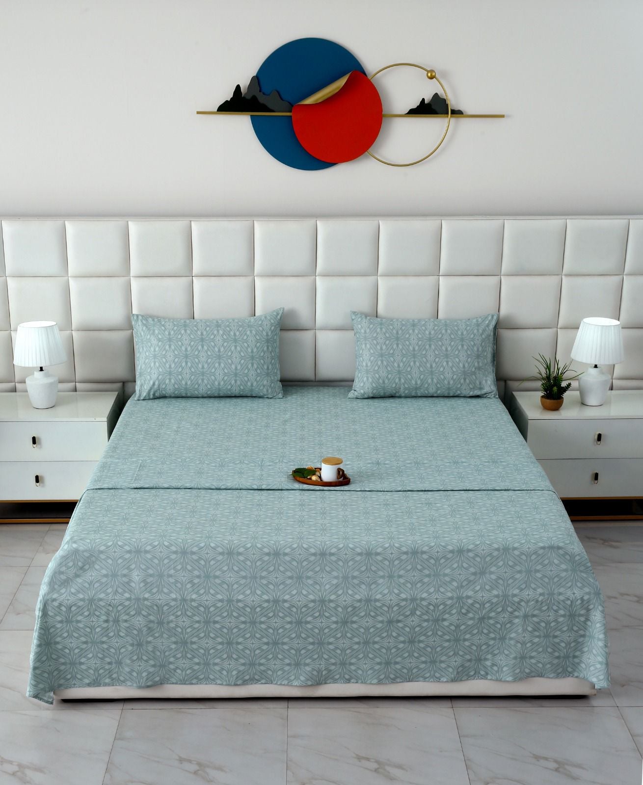 3 PCs Double Bed Sheet With Same Packing-Interlocking Petal Bed Sheets Apricot