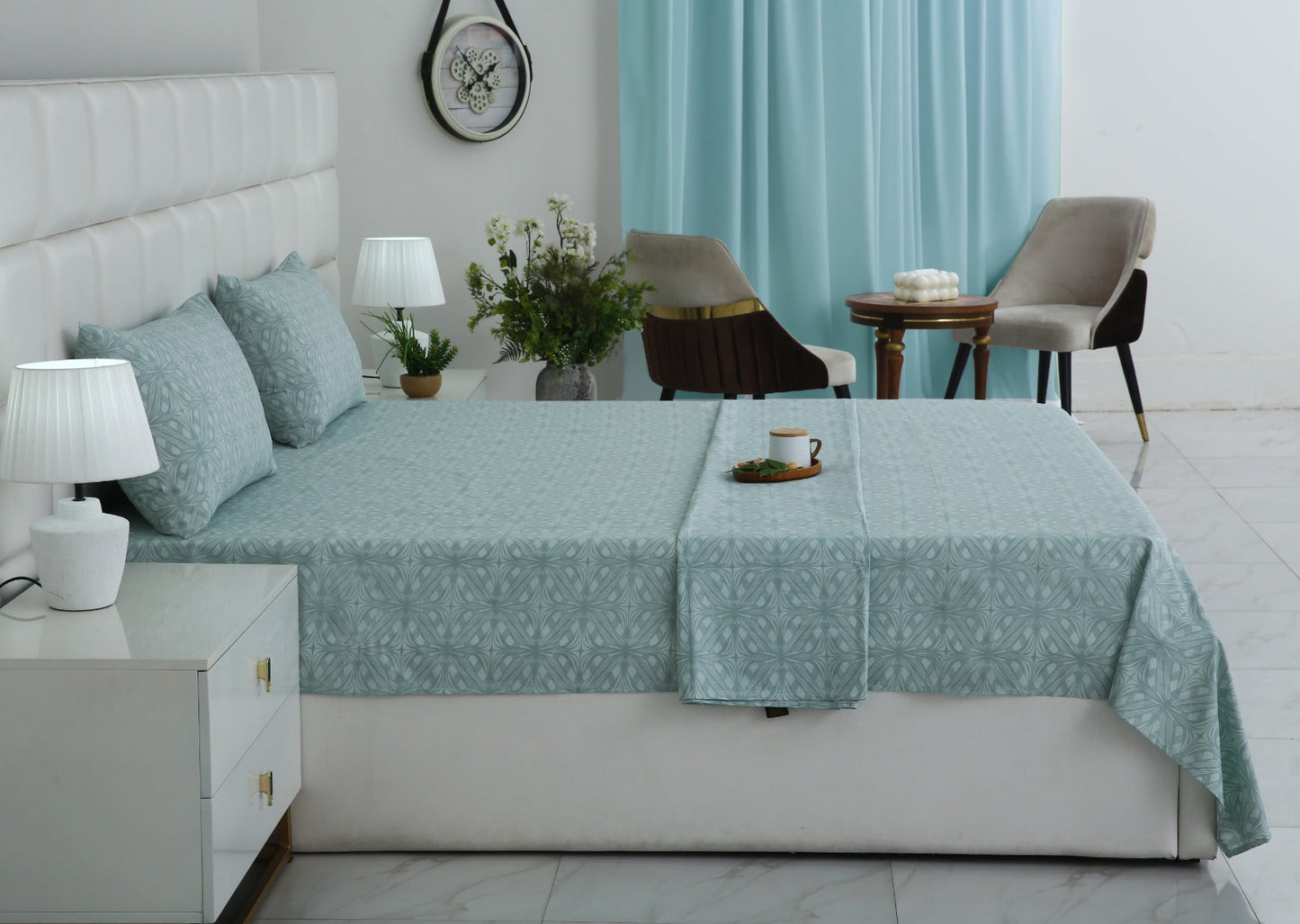 3 PCs Double Bed Sheet With Same Packing-Interlocking Petal Bed Sheets Apricot
