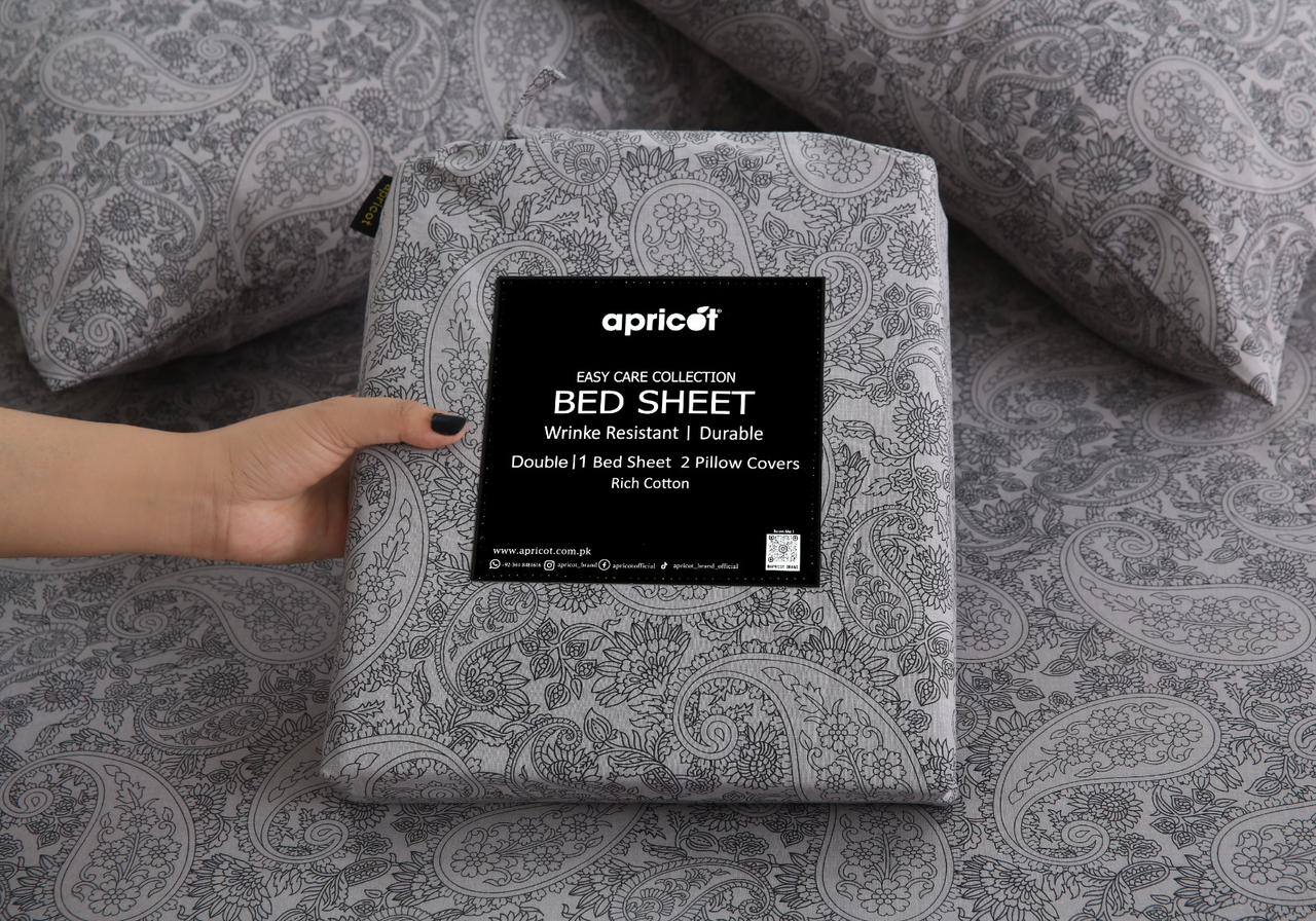 3 PCs Double Bed Sheet With Same Packing-Intricate floral Bed Sheets Apricot