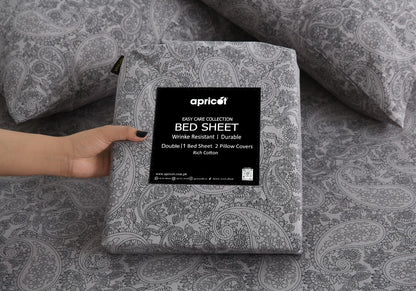 3 PCs Double Bed Sheet With Same Packing-Intricate floral Bed Sheets Apricot