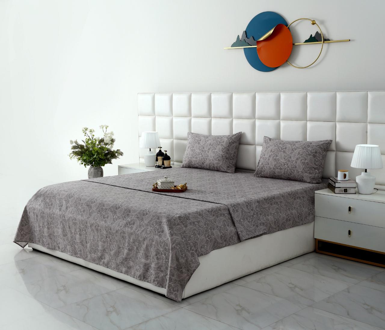 3 PCs Double Bed Sheet With Same Packing-Intricate floral Bed Sheets Apricot