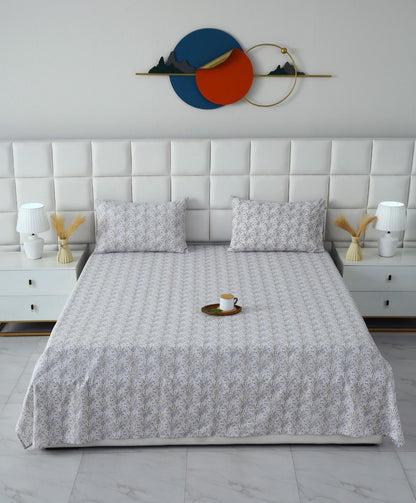 3 PCs Double Bed Sheet With Same Packing-Wildflower Bed Sheets Apricot