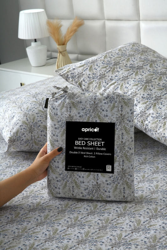 3 PCs Double Bed Sheet With Same Packing-Wildflower Bed Sheets Apricot