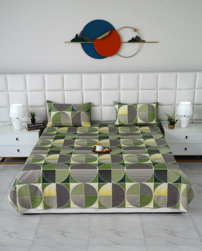 3 PCs Double Bed Sheet With Same Packing-Striped Wave Bed Sheets Apricot