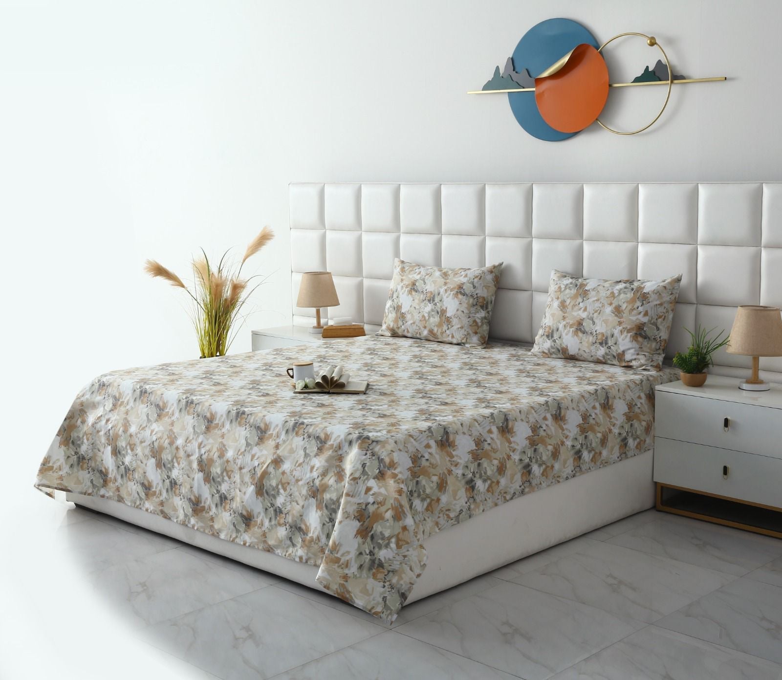 3 PCs Double Bed Sheet- DB268 BED SHEET Apricot