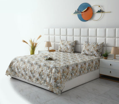 3 PCs Double Bed Sheet- DB268 BED SHEET Apricot