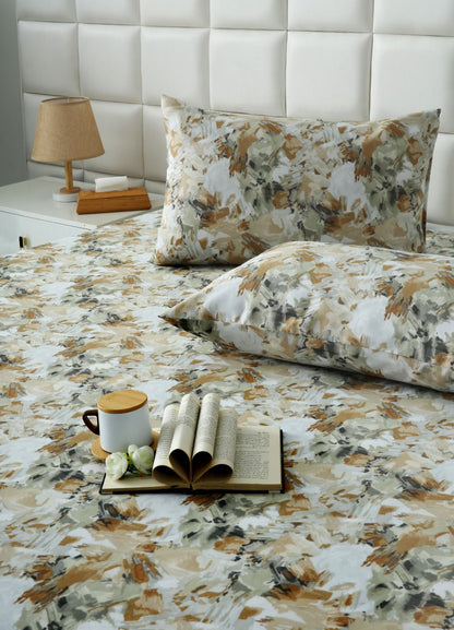 3 PCs Double Bed Sheet- DB268 BED SHEET Apricot