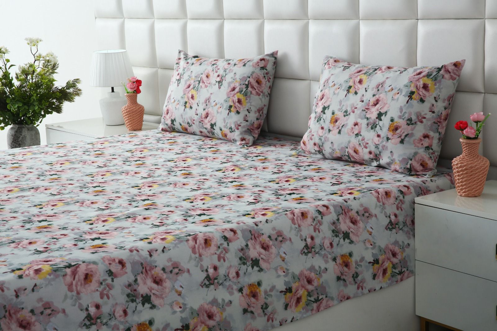 3 PCs Double Bed Sheet- DB270 BED SHEET Apricot