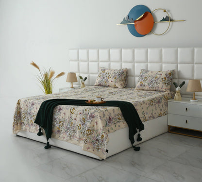 3 PCs Double Bed Sheet With Same Packing-Pastel Chanel Bed Sheets Apricot