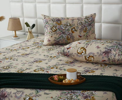 3 PCs Double Bed Sheet With Same Packing-Pastel Chanel Bed Sheets Apricot