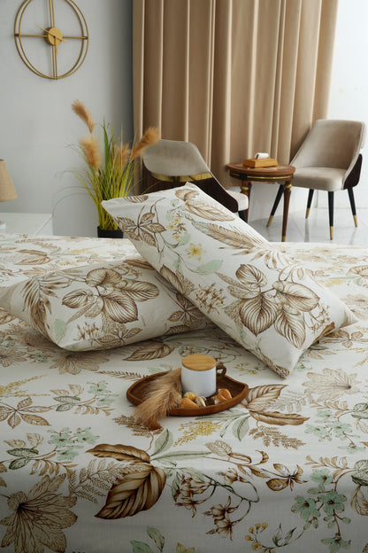 3 PCs Double Bed Sheet With Same Packing- Imperial Beige Bed Sheets Apricot
