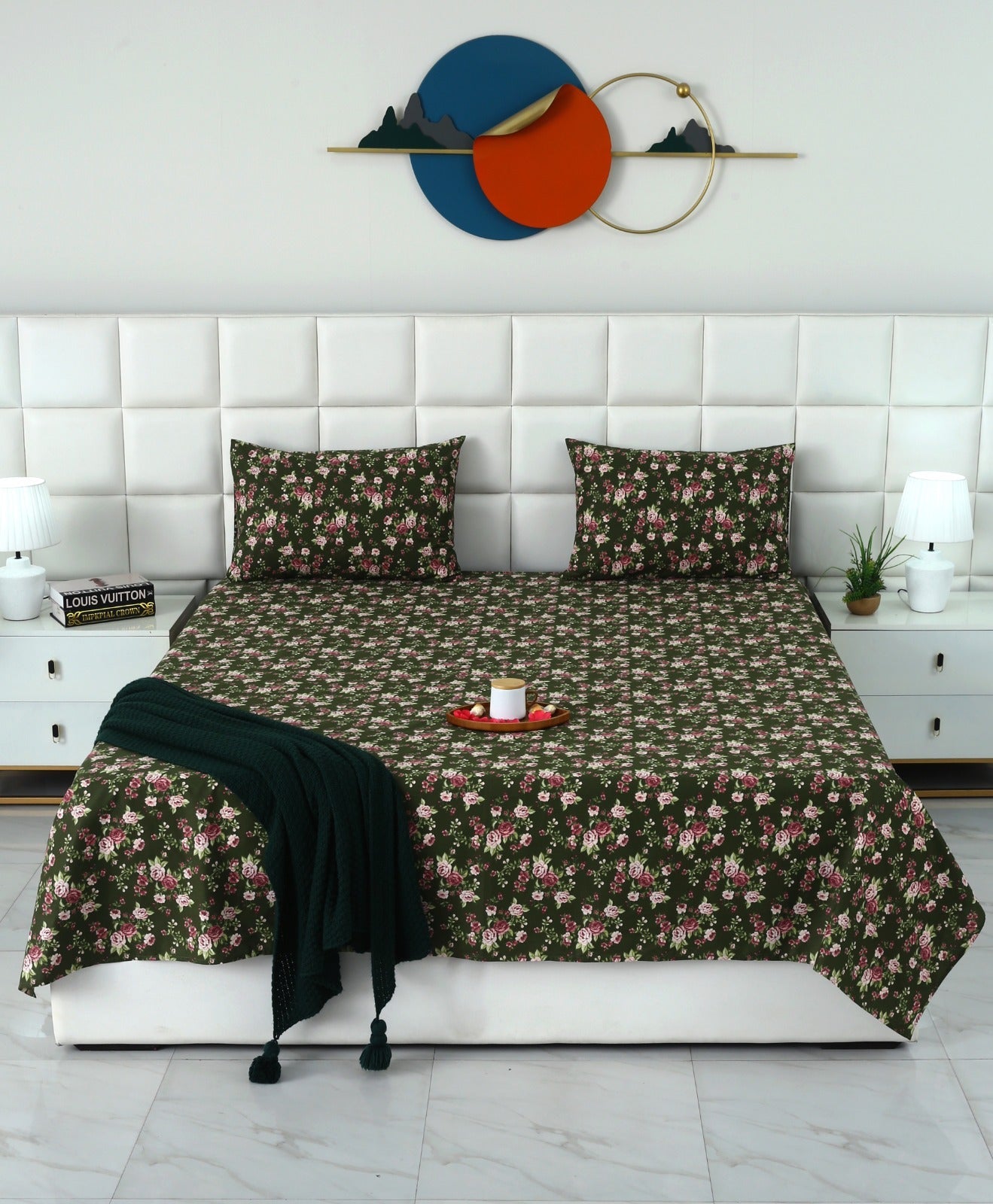 3 PCs Double Bed Sheet With Same Packing- Copen Flora Bed Sheets Apricot