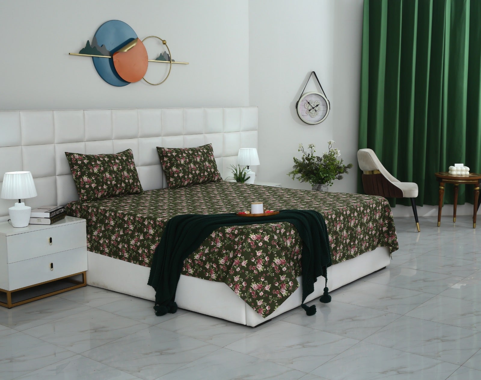 3 PCs Double Bed Sheet With Same Packing- Copen Flora Bed Sheets Apricot
