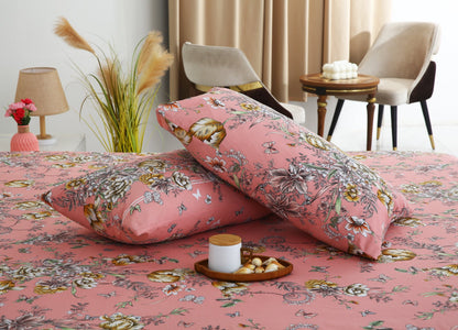 3 PCs Double Bed Sheet With Same Packing- Beatrice Vintage Bed Sheets Apricot
