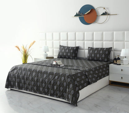 3 PCs Double Bed Sheet With Same Packing- Amber Grey Bed Sheets Apricot