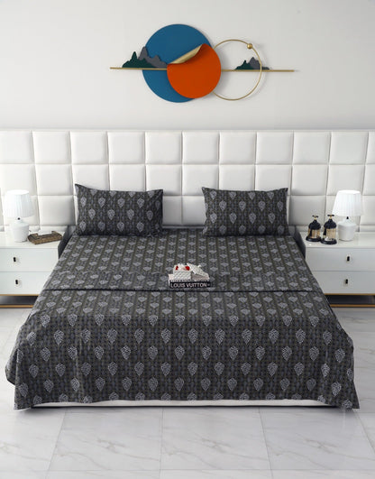 3 PCs Double Bed Sheet With Same Packing- Amber Grey Bed Sheets Apricot