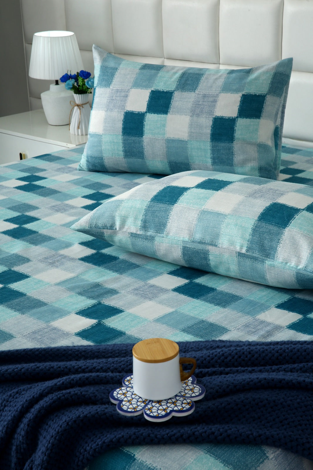3 PCs Double Bed Sheet- DB266 BED SHEET Apricot