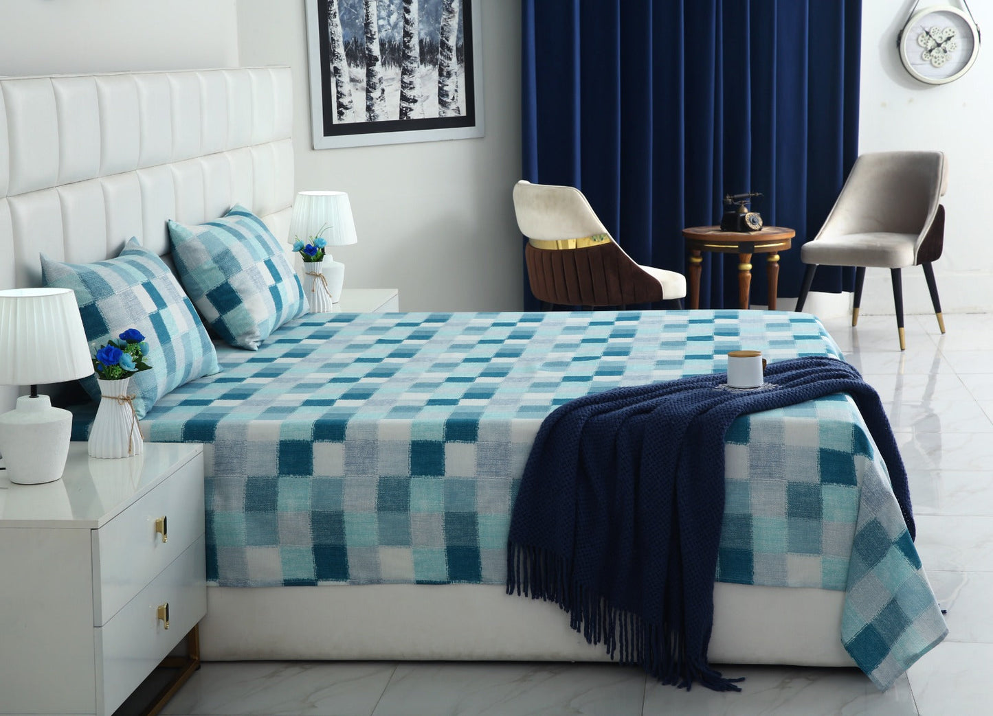 3 PCs Double Bed Sheet- DB266 BED SHEET Apricot