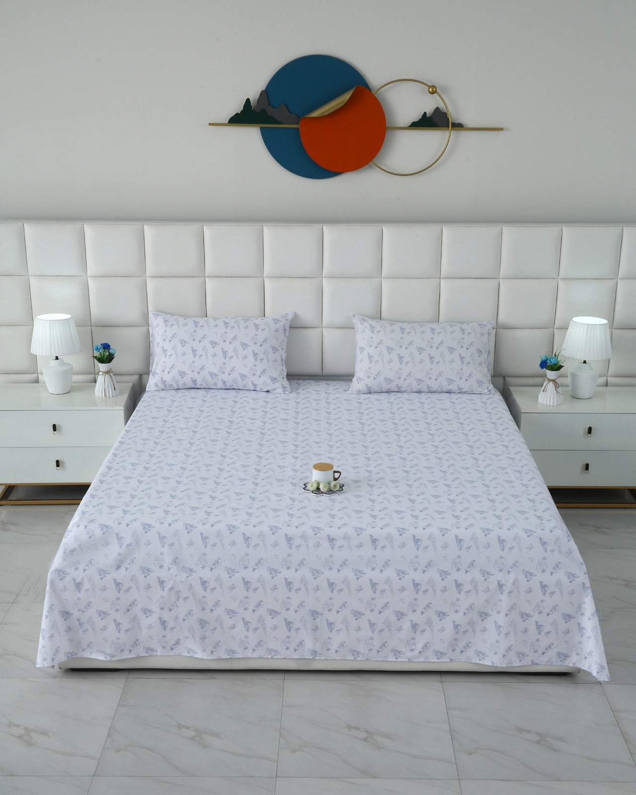 3 PCs Double Bed Sheet With Same Packing- Canva Arts Bed Sheets Apricot